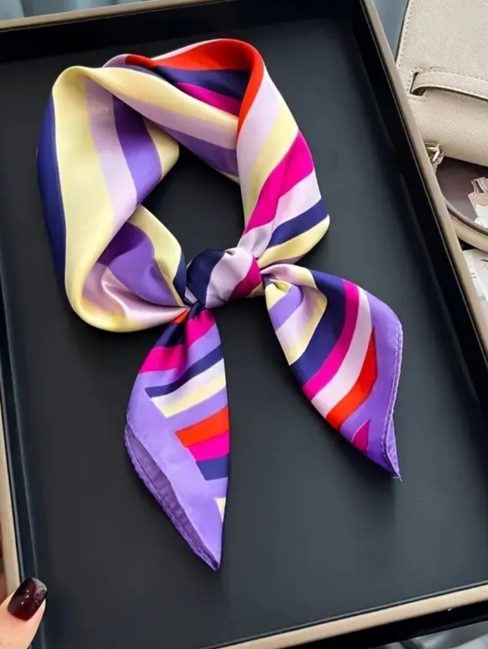 Striped Neck Scarf in Purple, Pink & Yellow